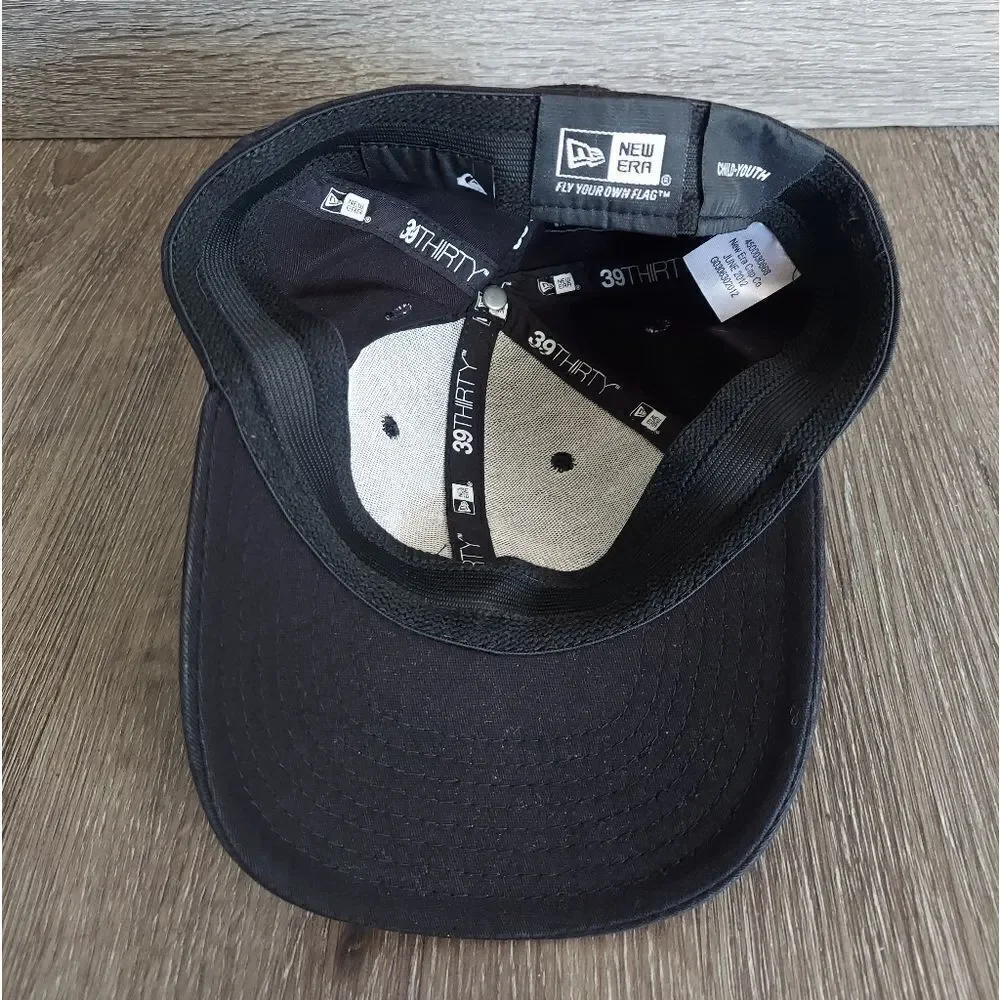 Quicksilver Hat New Era 39Thirty Black White Puffy Logo Embroidered Child/Youth